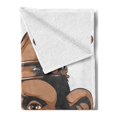 thumbnail image 2 of Funny Soft Flannel Fleece Throw Blanket, Whimsical King Chimpanzee Portrait with Crown on His Head Monkey, Cozy Plush for Indoor and Outdoor Use, 60" x 80", Taupe Pale Caramel and White, by Ambesonne, 2 of 5