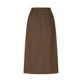 thumbnail image 6 of Womens Plus Size Petite Sport Knit Side-Slit Skirt Cotton Skirts Trendy Elastic Waist Drawstring Long Skirts with Slit 2025 Summer, 6 of 7