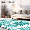 thumbnail image 2 of ODIKA 4'x6' Machine Washable Non-Slip Area Rug, Tropical Palm Leaf with Subtle Ocean Ripples High Traffic Rug with Pad, Teal, 702455, 2 of 8
