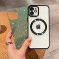 thumbnail image 4 of Compatible with iPhone 11 Magnetic Glitter Case, Luxury Plating Cute Bling Clear Phone Case, Compatible with MagSafe for Women Girls with Camera Protector Back Cover - Green, 4 of 10