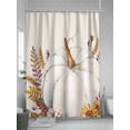 thumbnail image 5 of Fall Shower Curtain White Pumpkin Shower Curtains for Bathroom Thanksgiving Decor, Waterproof Polyester Shower Curtain Set with Hooks, Extra Long 72" x 84" Harvest Sunflower Leaves Beige, 5 of 6