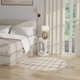 thumbnail image 6 of HomeRoots 572327 4 ft. Plaid Power Loom Round Rug, Ivory, 6 of 11
