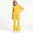 thumbnail image 2 of Splozh Kid Girls Clothes Girls Outfits Girls 2 Piece Set Fall Spring Outfits Lounge Sets Long Sleeve Top Wide Leg Pants Sweatsuit Clothing Set Yellow,7-8 Years, 2 of 6