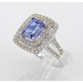 thumbnail image 5 of HeartsAndYou 4ct Natural Blue Tanzanite Halo Split Band Engagement Ring 14k SOLID White Gold, 5 of 9