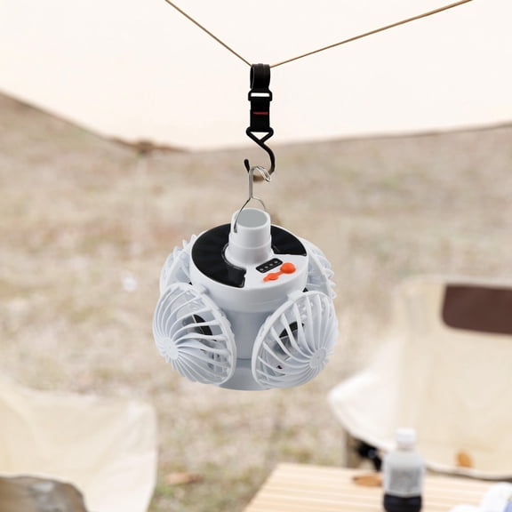 Kieccall Solar Rechargeable Portable Fan With LED Light Large Capacity Outdoor Camping Equipment Gift