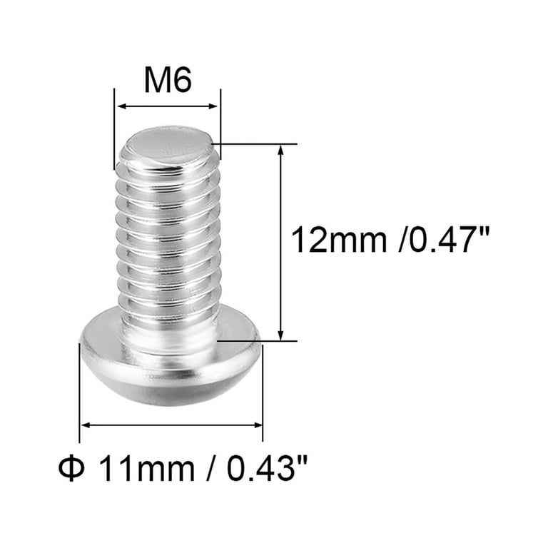 Uxcell M6 x 0.47'' Hex Socket Round Head Screws Fasteners