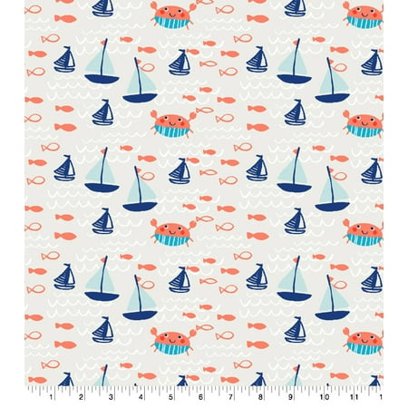 UPC: 0887816368827 | Love the Sea Crabby Fish Cotton Fabric
