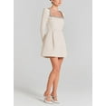 thumbnail image 6 of Women'S Velvet Bodycon Midi Dresses Elegant Long Sleeve Square Neck Ruffle Hem Cocktail Party Dress Cream White XL, 6 of 9