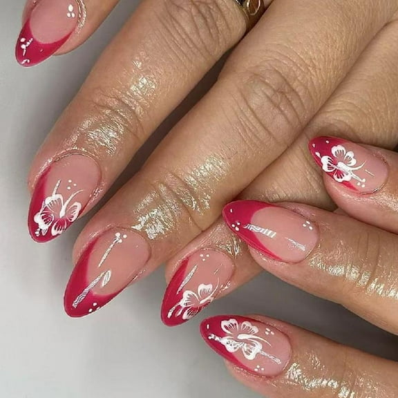 24 Pieces Acrylic Press on Nail Full Cover Artificial Nail Manicure Nail Decors