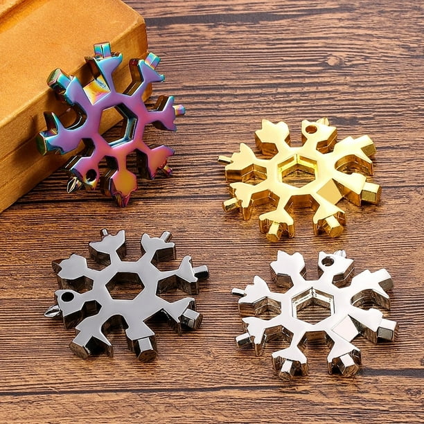 2@#Snowflake Tool Card Car Key Chain Car Portable Tools Multi-tool Card Combination Compact And Portable Car Outdoor ProductsYellow He Qiyong unisex
