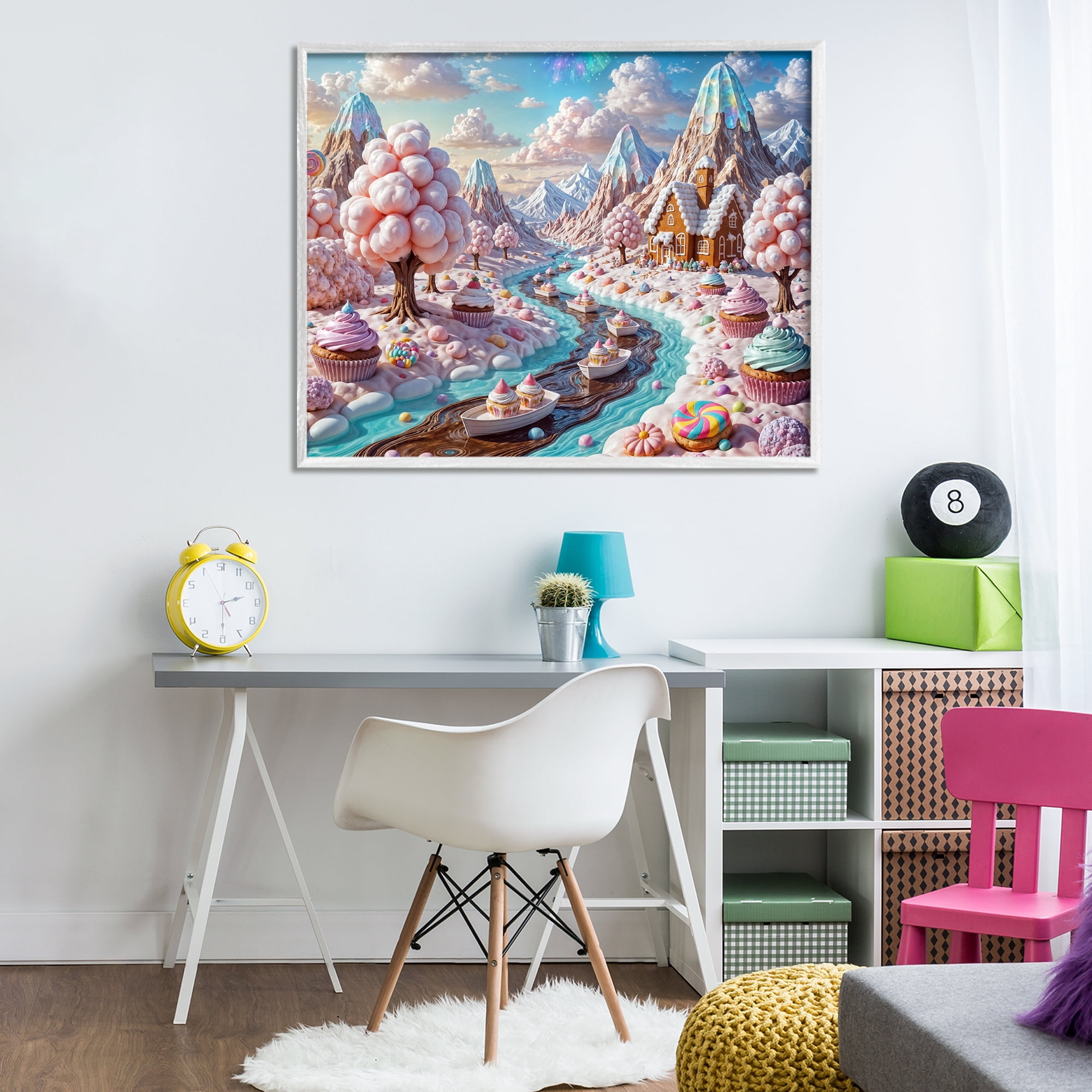 Stupell Industries Dreamlike Candy Land Whimsy White Framed Giclee Art, design by Tabz Jones