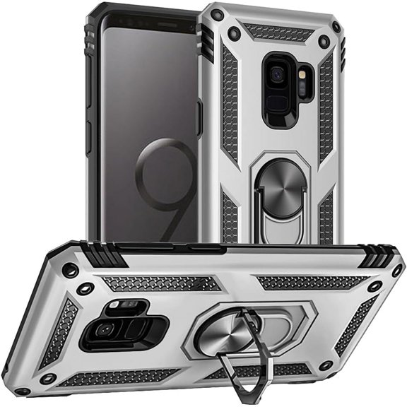 for Samsung Galaxy S9 Case, Galaxy S9 Case, [Military Grade 16ft. Drop Tested] Ring Shockproof Protective Phone Case for Samsung Galaxy S9,Silver