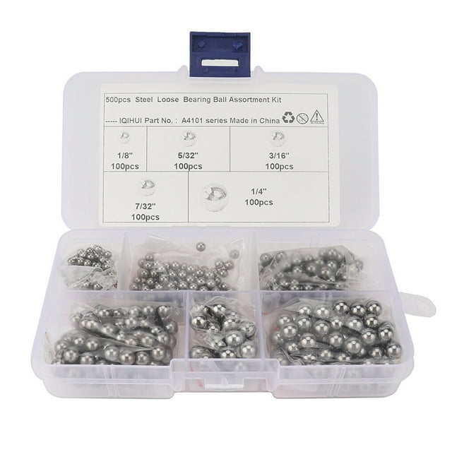 500 Pieces Auto Loose Bearing Balls Assorted Loose Bicycle Precision Sizes Wheel Bearings 3/16 Motorcycle Smooth Ball Assortment Wear-resistant