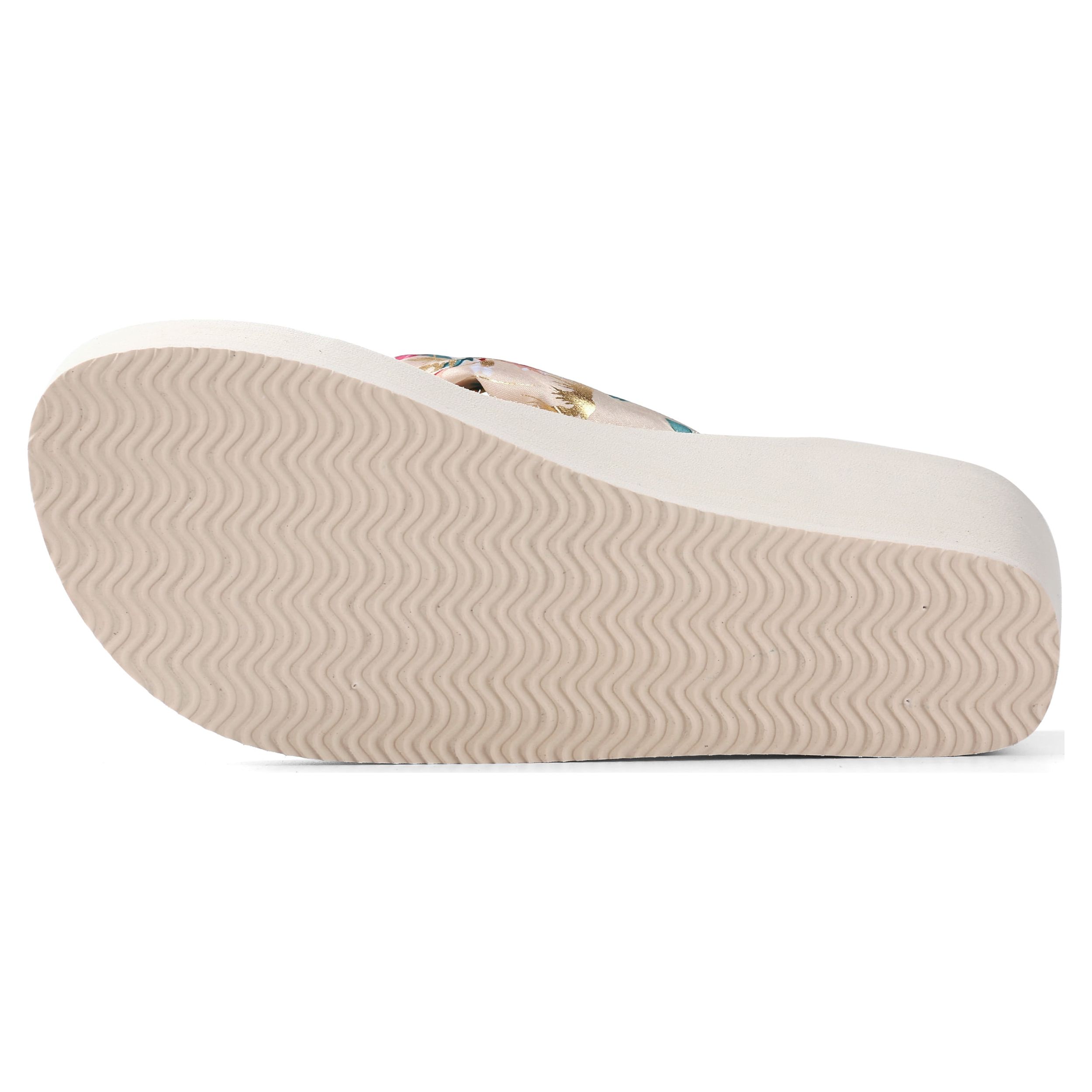 AERUSI Women's Saki Floral Wedge Sandal Flip Flops