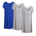 thumbnail image 1 of Jamicy Chemises de Pyjama Longues pour Femmes Cadeau pour Femmes Nuisette pour Femmes Lot de 3 Chemises de Nuit Manches Courtes Vêtements de Nuit Douce Robe de Nuit à Col Rond avec Soutien-Gorge Intégré, 1 of 2