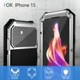 thumbnail image 3 of Dteck for iPhone 15 Metal Case with Screen Protector Camera Protector Military Rugged Heavy Duty Shockproof Case with Stand Full Cover Tough Kickstand case for iPhone 15, silver, 3 of 8