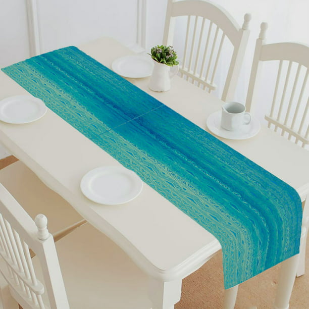 ABPHQTO Hand Drawn Blue Turquoise Tribal Table Runner Placemat ...