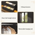 thumbnail image 6 of ChVans 75" Tall 4 Doors Armoire Wardrobe Closet with 3 Drawers and Mirror, Large Wardrobe Closet for Bedroom with LED Lights, Wooden Armoire Storage Cabinet with Hanging Rod, Black, 6 of 10