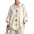 thumbnail image 2 of Cardigan Sweaters For Women Knit Long Sleeve Loose Sweater Coat Big Metal Button Irregular Hem Casual Outwear Tops, 2 of 5