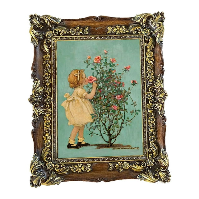 Marco de fotos de resina de 5 x 7 para mesa y pared, marco de exhibición antiguo adornado para Madera