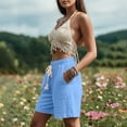 thumbnail image 6 of Erwazi Women's Solid Linen Shorts Drawstring Waist with Pockets Casual Spring Summer Shorts, 6 of 7