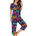 thumbnail image 6 of SwiftWear Halloween Pajamas Women 2 Piece Lounge Set Short Sleeve Henley Top & Capris Cute Pajama Sets, 6 of 6