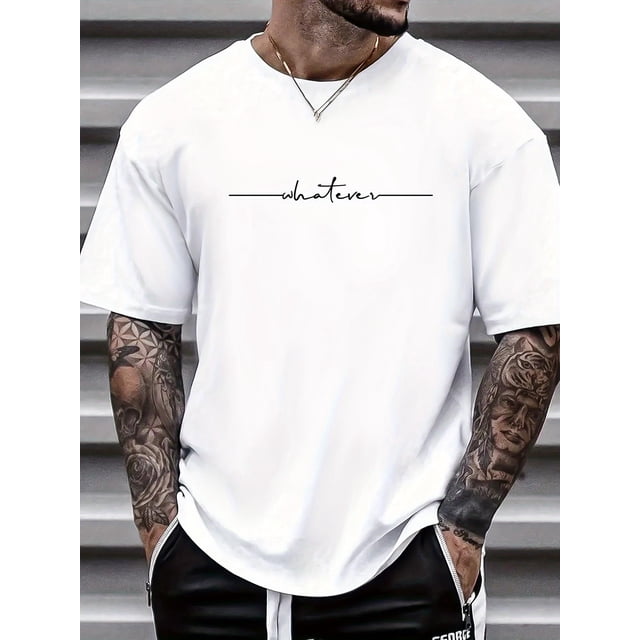 playera de manga corta para adultos con logotipo de los años 90 clásico Style Graphic TeesMen's "Whatever" Print T-shirt, Summer Trendy Short Sleeve s Tee For Adult, Men, Women, Teen, Teenager, Adol