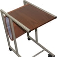 thumbnail image 4 of Modern Brown Faux Woodgrain Metal Laptop Cart Desk, 4 of 5