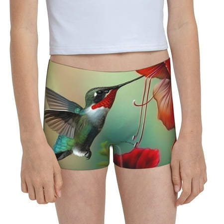 Pofeuu Hummingbird Floral Paradise Print Soft Cotton Girls Boyshort panties Toddler Underwear-X-Large