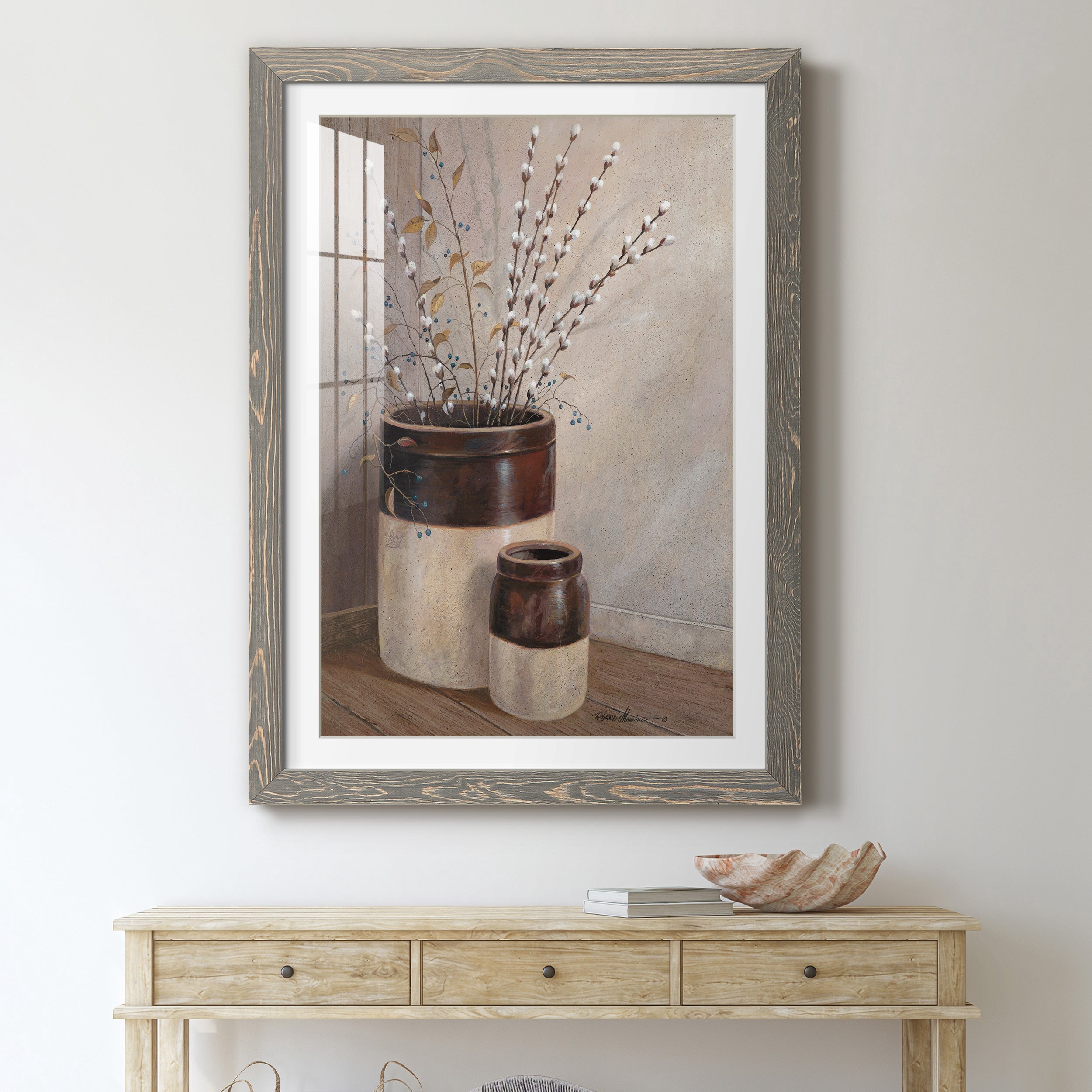 Pussywillows & Spring - Premium Framed Print - Distressed Barnwood Frame - Ready to Hang