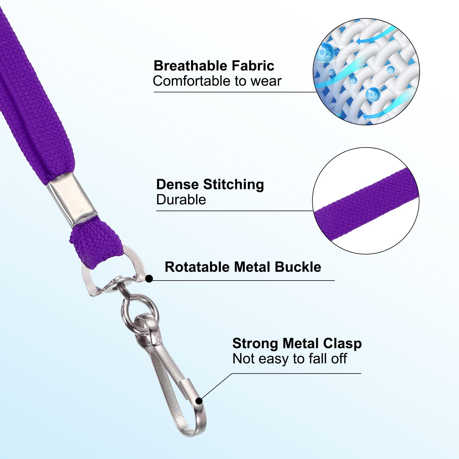 Uxcell Lanyards, 100 Pack Neck Lanyards Bulk with Swivel Hook Clip for ID Badges Holder, Keys, Office, Teachers, Purple