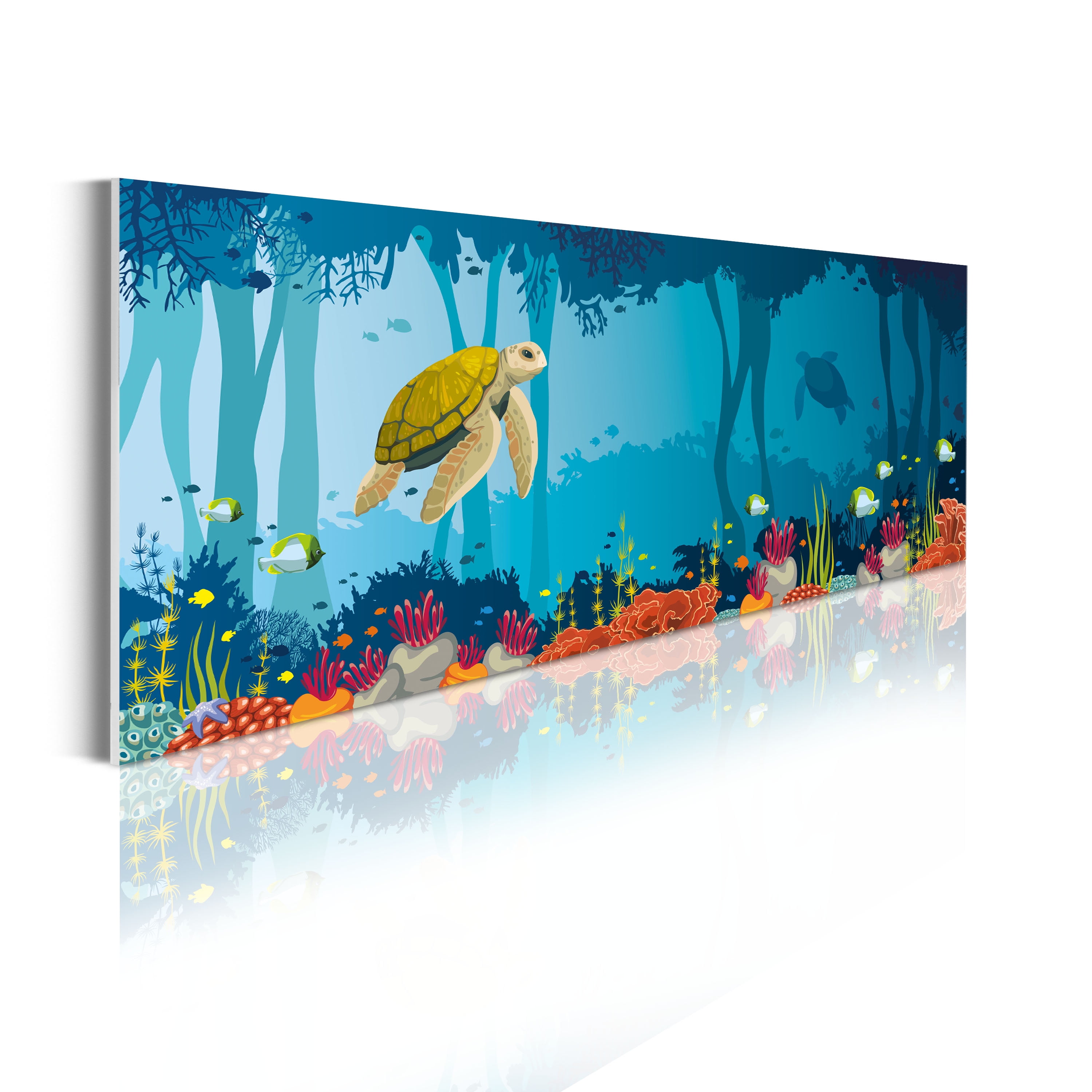 Wall Art Canvas Picture Print Sea Turtle Swimming Underwater 3.2