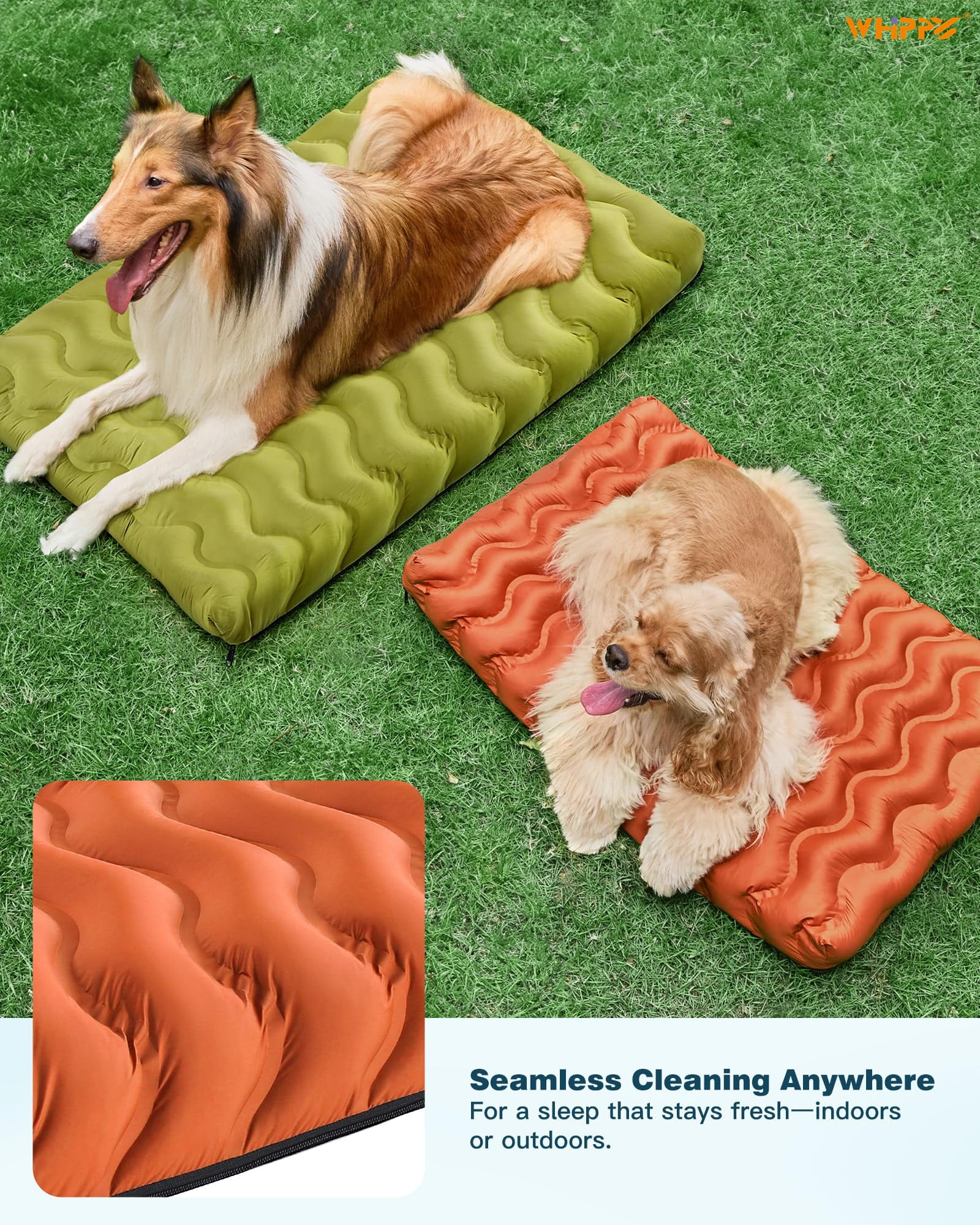 Orthopedic Dog Bed for Large Medium Small Dogs Waterproof Memory Foam Dog Crate Bed Washable Pet Bed with Removeable Cover, 36"x27", Orange