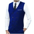thumbnail image 3 of BVOFAR Mens Business Suit Vest Formal V Neck Double Breast Dress Suits Slim Fit Waistcoats Wedding Party Tuxedo Waistcoat Blue—Tank Tops XL, 3 of 4