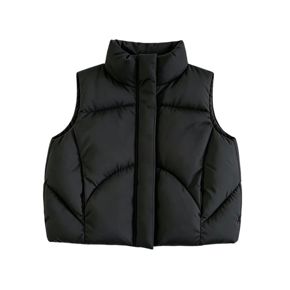 VIPOIN Girls Puffer Vest Zip Up Lightweight Sleeveless Winter Jacket Stand Collar Drawstring Hem Warm Outerwear
