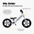 thumbnail image 4 of Strider 12” Pro Bike, Silver - No Pedal Balance Bicycle for Kids 1 to 4 Years - Includes Safety Pad, Padded Seat, Mini Grips & Flat-Free Tires - Tool Free, 4 of 8