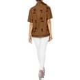 thumbnail image 3 of HAPPY BAY Women's Casual Hawaiian Short Sleeve Blouse Shirt Solid Blouses Dress Tops Tee Button Down Shirts for Women L plus-size Brown, Embroidery, 3 of 5