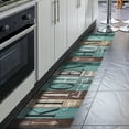 thumbnail image 2 of Teal Turquoise Kitchen Mats Set, Runner Area Rug Floor Mat, 17x30 and 17x47 Inches,Retro Farmhouse Boho Green Kitchen Decor and Accessories, Teal Brown Woodgrain, 2 of 6