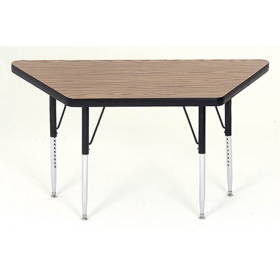 Trapezoid High Pressure Activity Table in Medium Oak (24 x 24 x 48/Short/Blue)