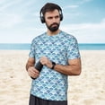 thumbnail image 4 of Wukai Blue Fish Scale Texture Print Men's Short-Sleeved Mesh T-Shirt,Quick-Dry Short Sleeve Workout T-Shirt-Small, 4 of 8