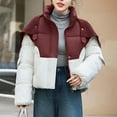 thumbnail image 2 of Fashion Winter Warm Hooded Coats for Womens Plus Size Short Down Jacket With Double Pockets Long Sleeves Without A Hat And A Flip Collar Casual Outwear, 2 of 7