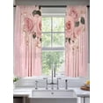 thumbnail image 2 of Pink Roses Romantic Sheer Curtains 72 Inch Length 2 Panels Set, Watercolor Botanical Floral Voile Window Treatment Rod Pocket Curtains Sheers Drapes for Bedroom/Living Room/Kitchen 52"x72"x2, 2 of 7