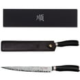 thumbnail image 2 of YOUSUNLONG Fillet Knife Pro Meat Carving Knife Sashimi Knife 24.5cm-Right-handed - Japanese Hammered Damascus Steel Natural Leadwood Handle With Leather Sheath, 2 of 7