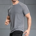 thumbnail image 2 of Lu's Chic Men's Workout Athletic Shirts Quick Dry Active Short Sleeve Summer T-shirt Moisture Wicking Gym Performance Crew Neck Tops Grey X-Large, 2 of 3