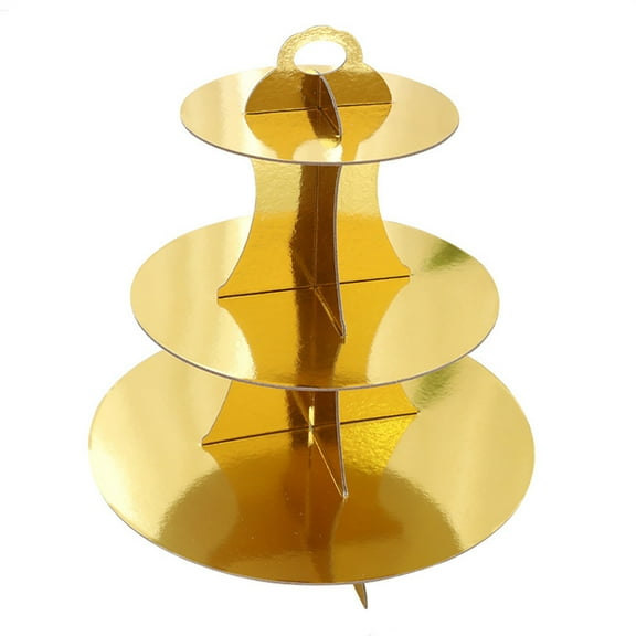 Necvior Round Paper Three-Layer Cake Stand Holder Cupcake Display Rack for Wedding Party