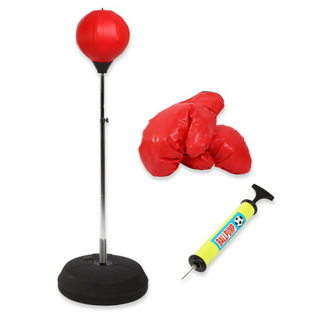 Adult Boxing Heavy Punching Bag Kit Punching Ball with Adjustable Height Stand Comfortable Boxing Gloves and Pump for Exercise Release Stress Lose