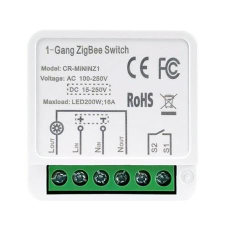 ZigBee intelligent on/off switch, 16A Tuya Smart Life App, supports Amazon Alexa Google Assistant voice control. Suitable for intelligent modification of home lighting and household appliances.