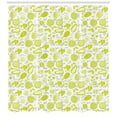 thumbnail image 2 of Botanical Shower Curtain, Sketches of Tropical Healthy Organic Foods and Zigzags, Fabric Bathroom Set with Hooks, 69W X 75L Inches Long, Yellow Green Charcoal Grey and White, by Ambesonne, 2 of 2
