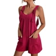 thumbnail image 2 of Women's Adjustable Strap Sleeveless Romper, Loose Wide‑Leg Overall Shorts with Pockets, Trendy Summer One Piece for Going‑Out Casual Vacation, 2 of 9
