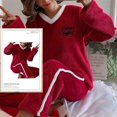 thumbnail image 1 of Conjuntos de Pijamas de franela para Mujer, estampado a cuadros de terciopelo con ropa de dormir, Kawaii, para el hogar, Otoño e Invierno, 1 of 4